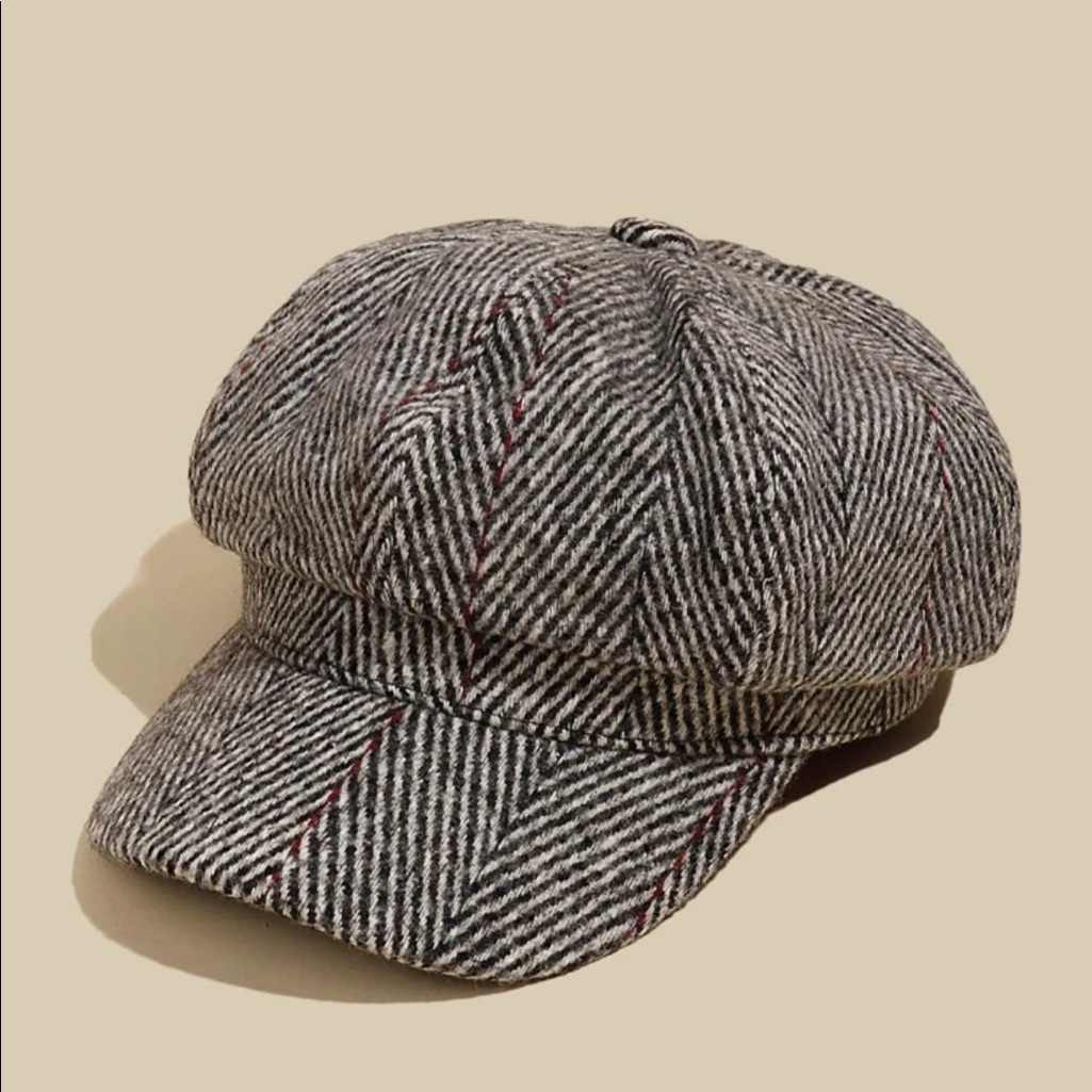 Striped Pattern Baker Boy Cap